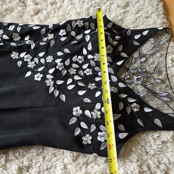 ASPEED Black Embroidered Maxi Dress Embellished Size M Vtg Y2k Prom Glam - Picture 13 of 16